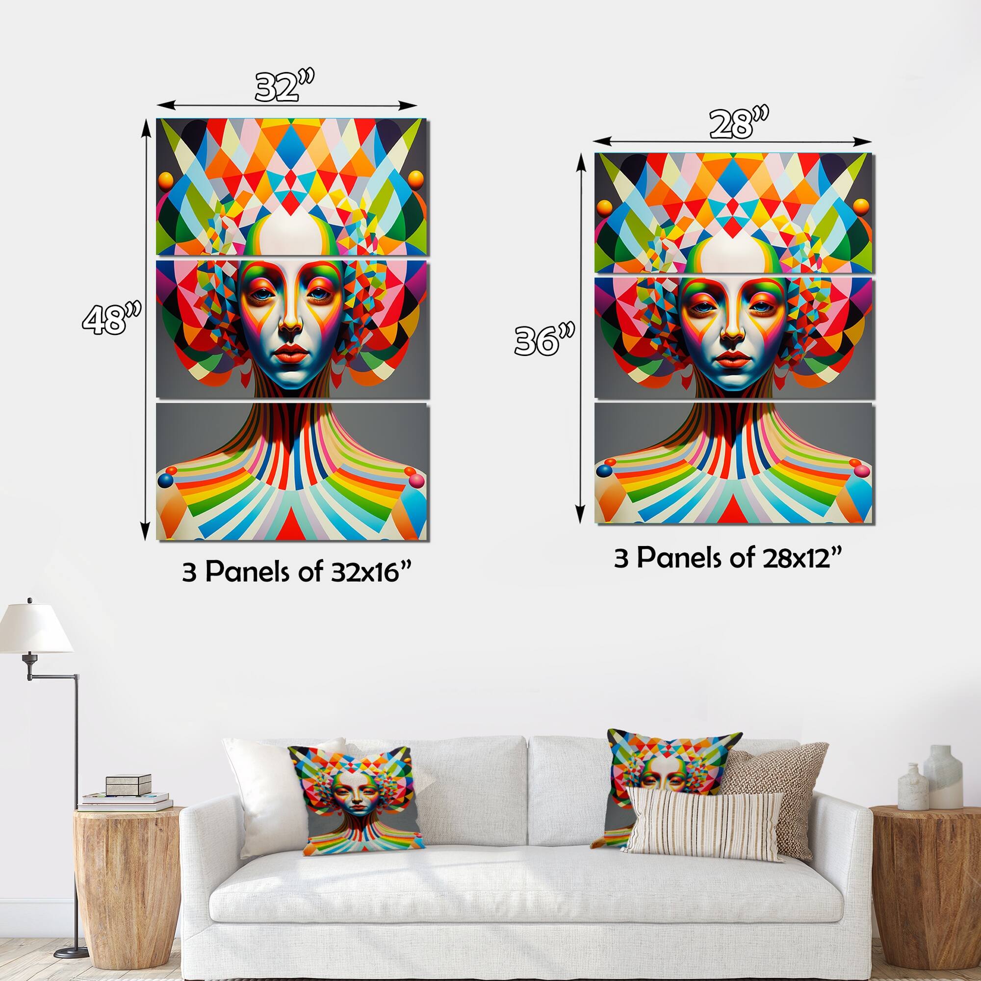 Designart "Abstract Rainbow Portrait II" Modern Woman Canvas Art Print
